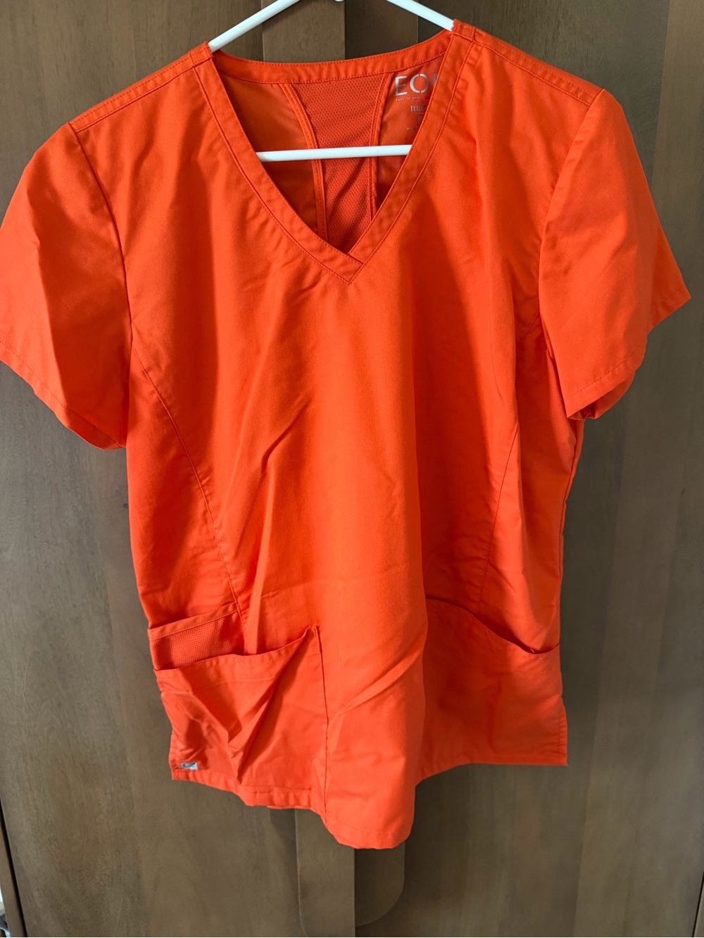 Women's V-Neck Scrub Top by in Bright Orange